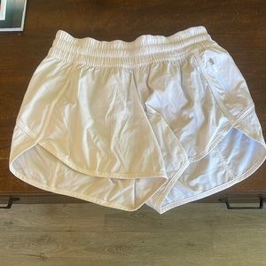 White Lululemon tracker shorts
